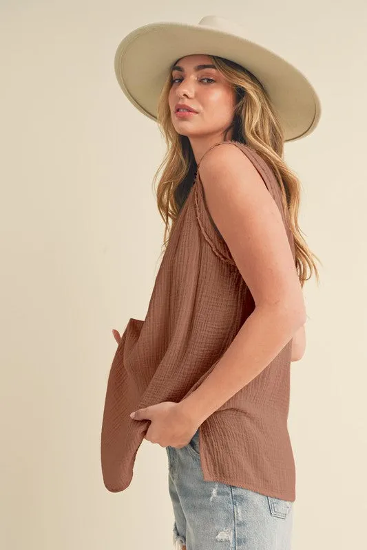 Aemi   Co V-Neck Wide Strap Tank