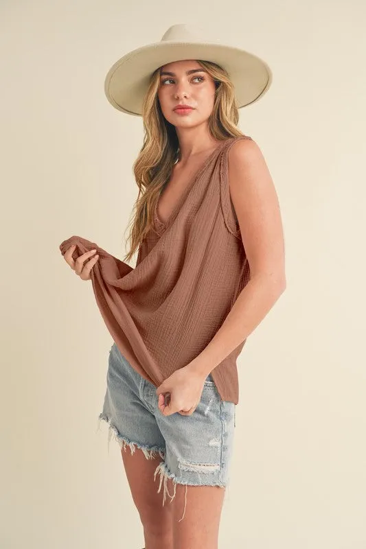 Aemi   Co V-Neck Wide Strap Tank