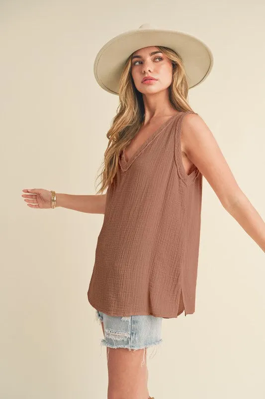 Aemi   Co V-Neck Wide Strap Tank