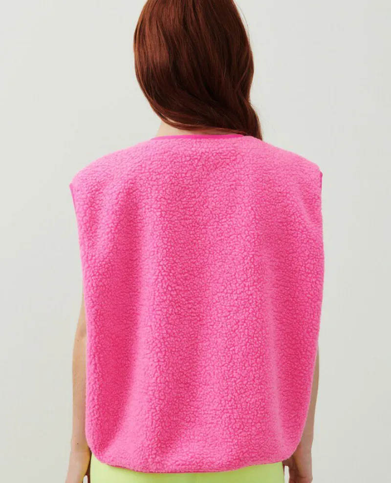 American Vintage Hoktown Pink Acid Furry Gilet