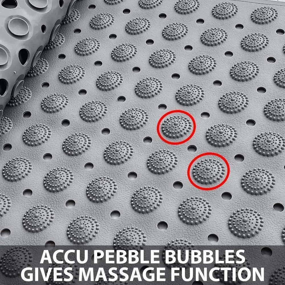 Anti-Slip Shower Mat for Bathroom Floor Grey, 80x120 cm (Accu-Pebble)