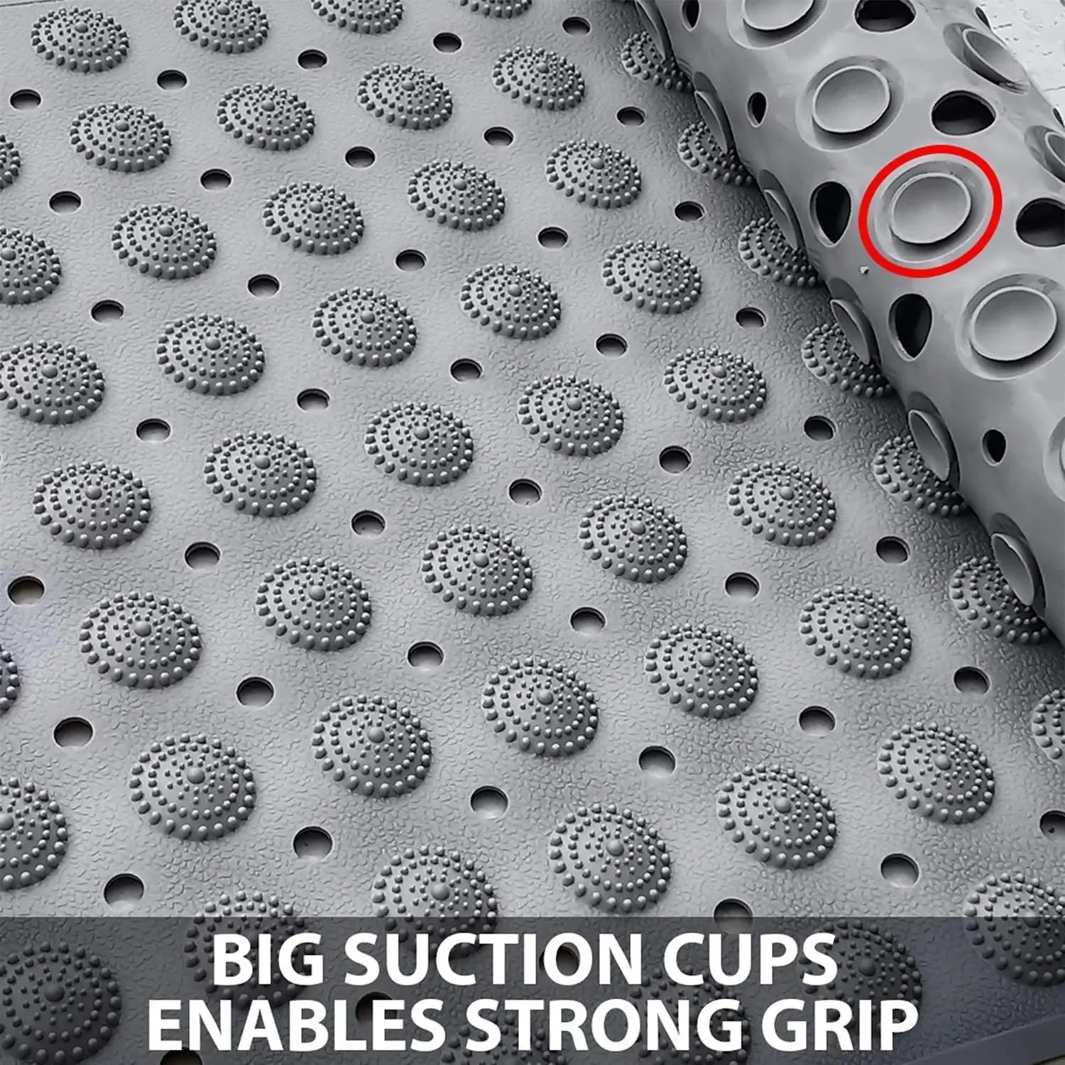 Anti-Slip Shower Mat for Bathroom Floor Grey, 80x120 cm (Accu-Pebble)