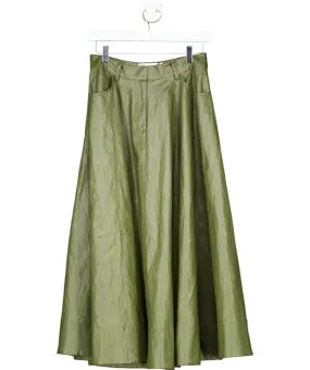 ASOS Green Leather Look Volume Maxi Skirt In UK 8