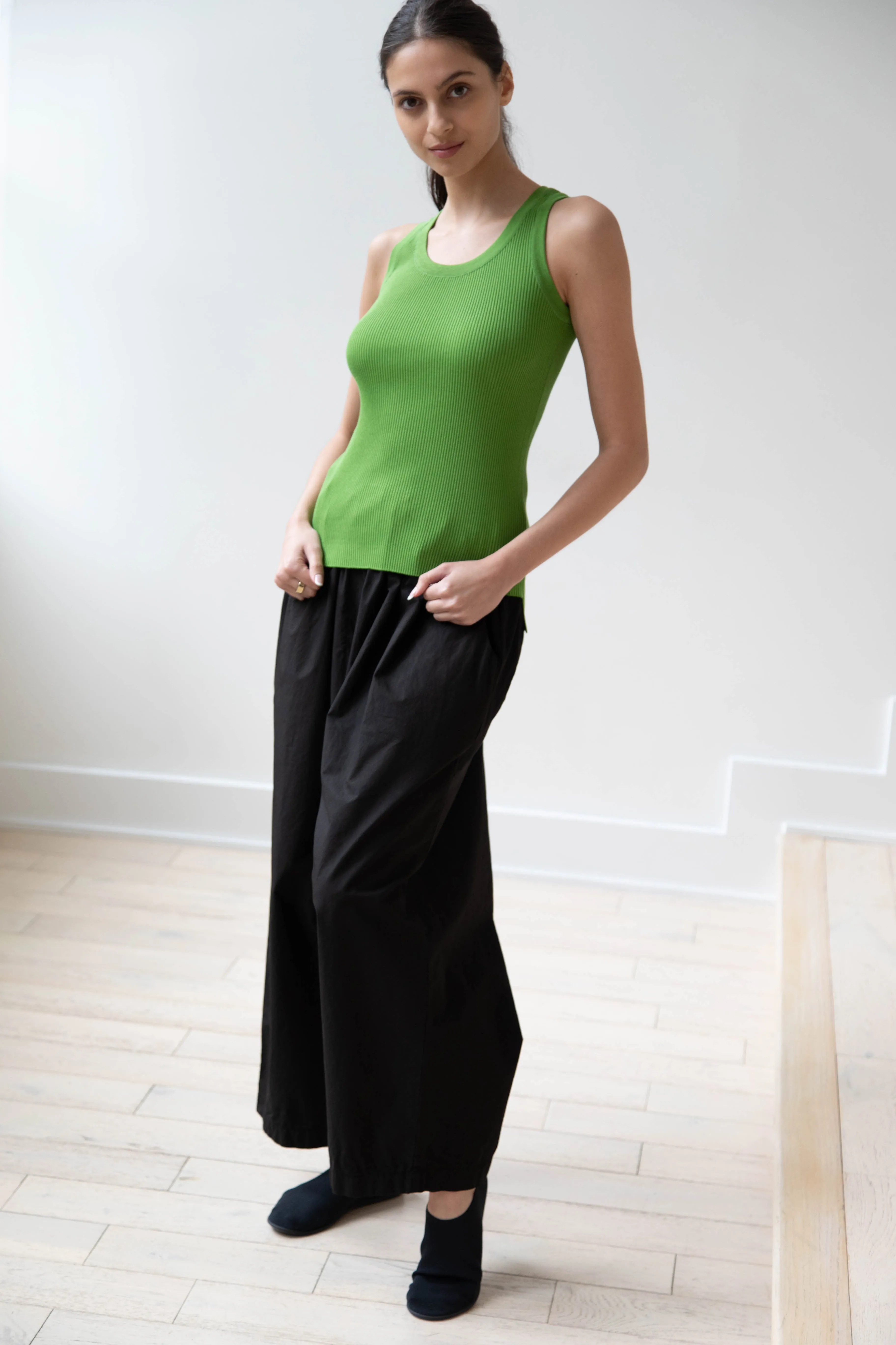 Auralee | Giza Ribbed Tank Top in Green