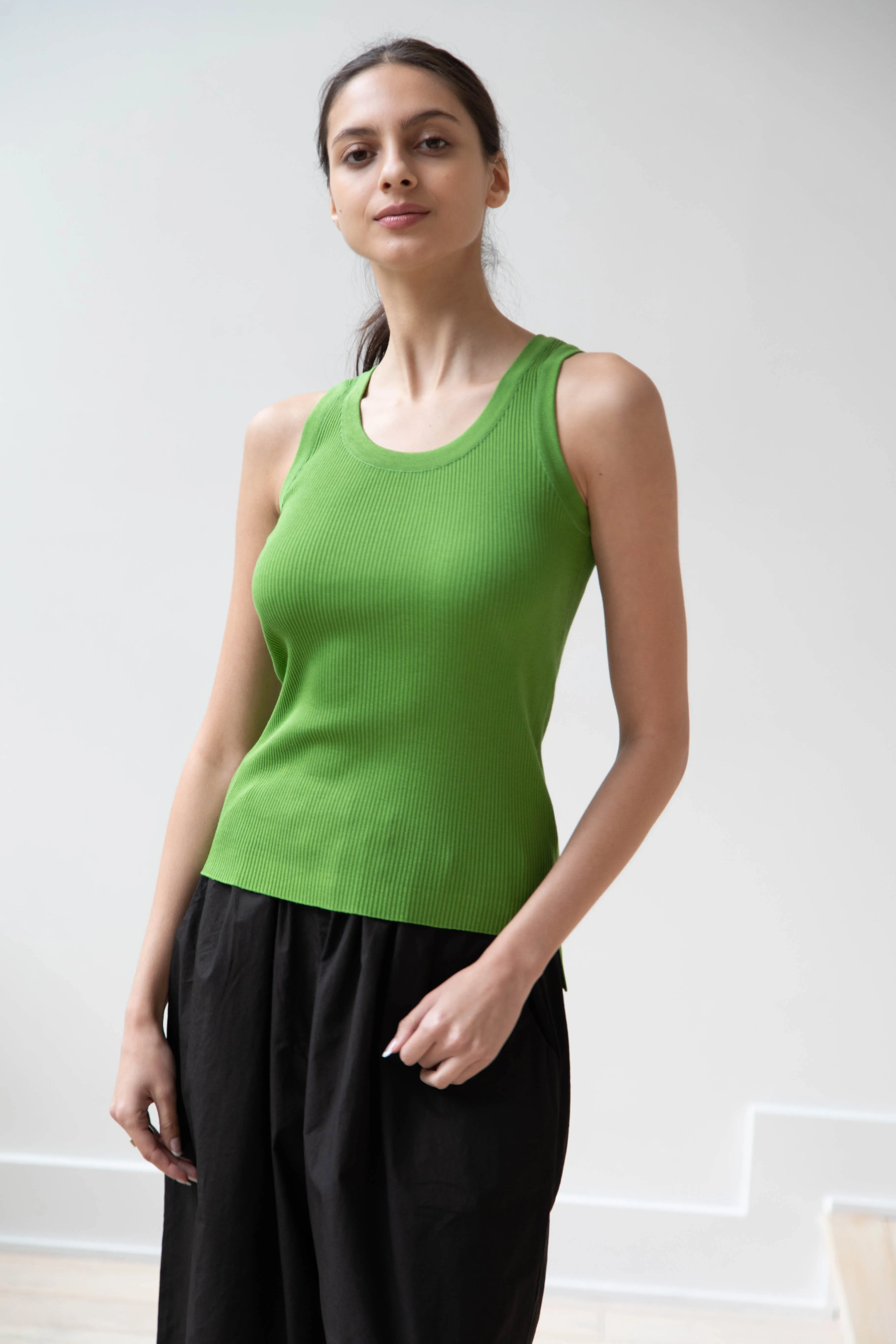 Auralee | Giza Ribbed Tank Top in Green