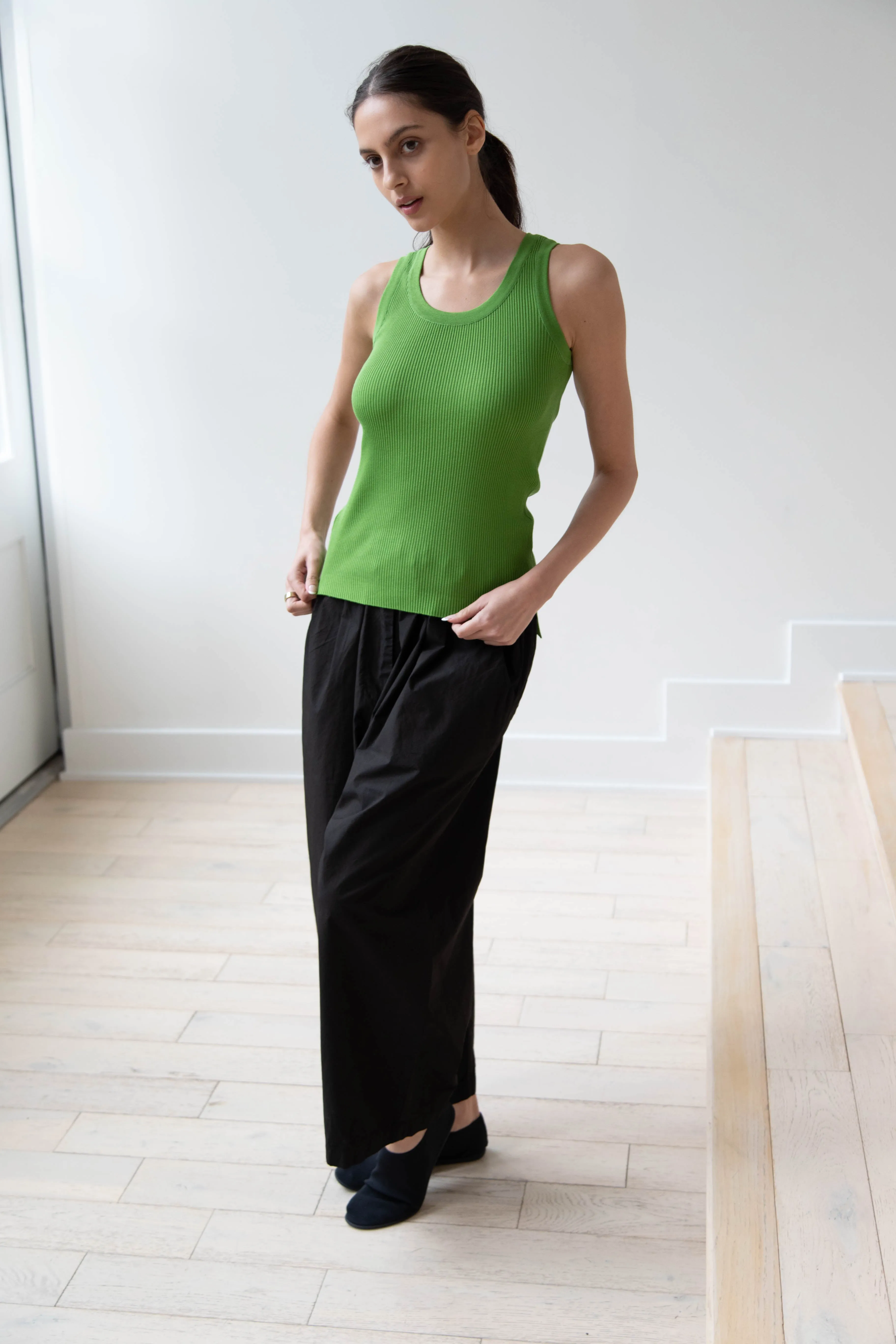 Auralee | Giza Ribbed Tank Top in Green