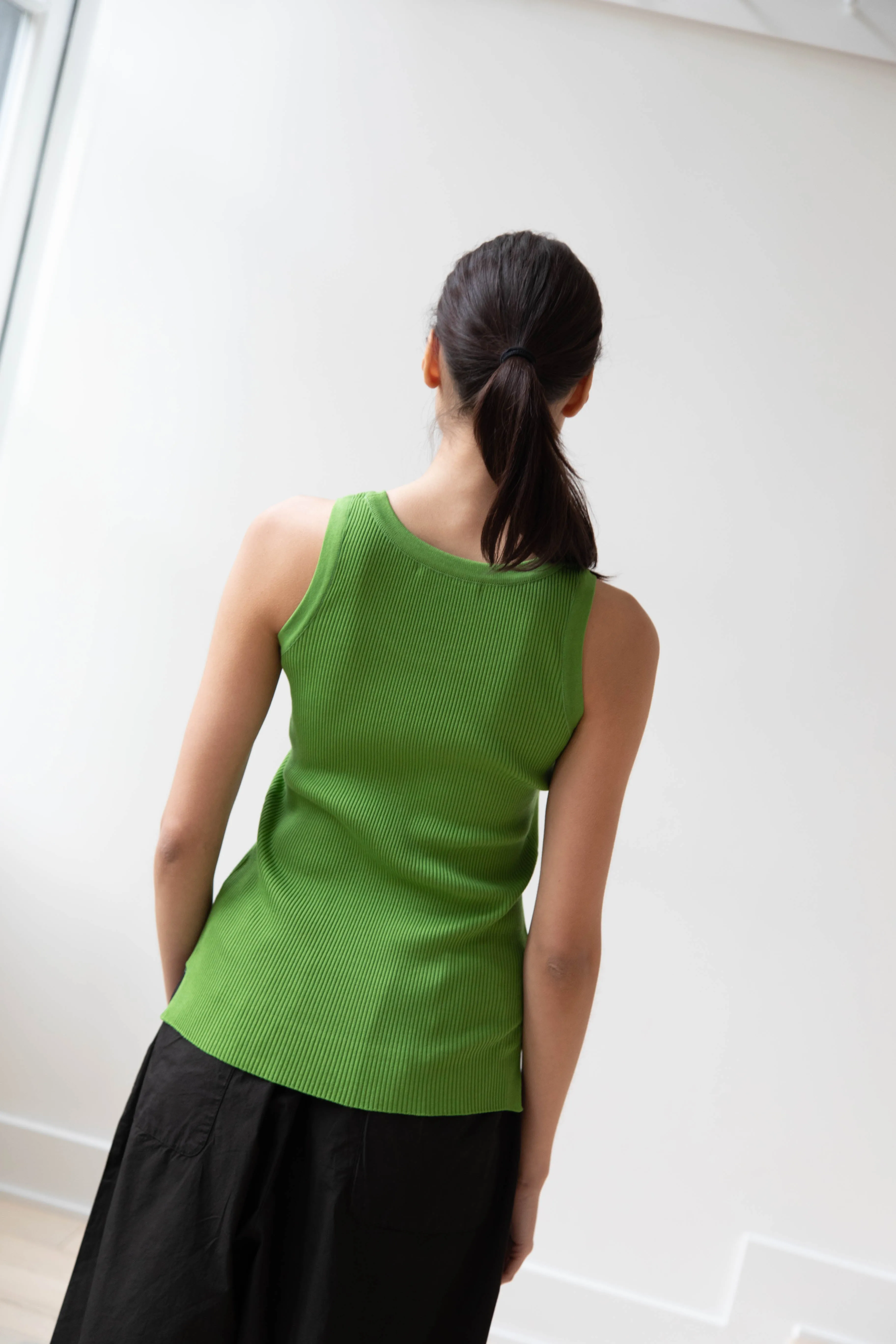 Auralee | Giza Ribbed Tank Top in Green