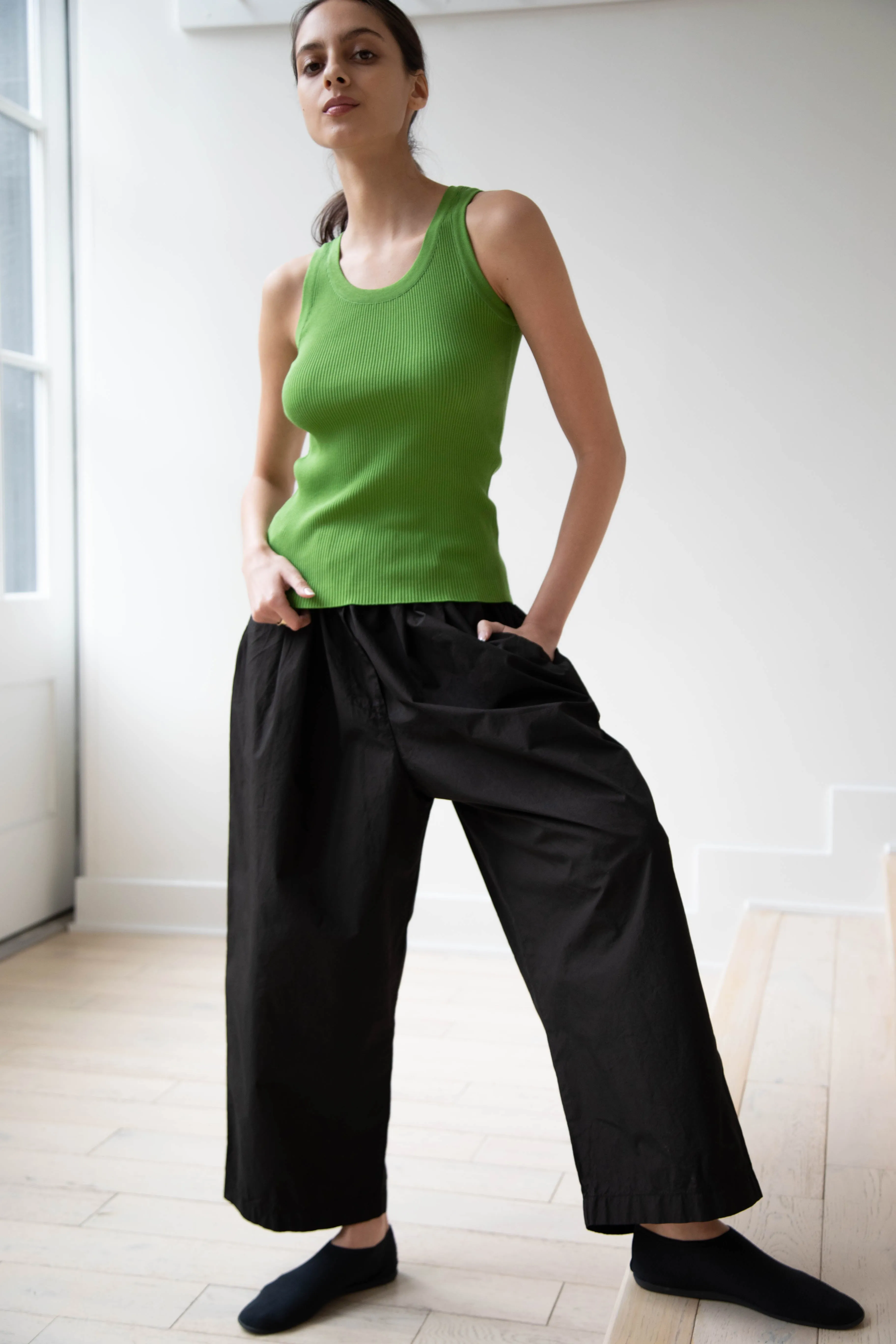 Auralee | Giza Ribbed Tank Top in Green