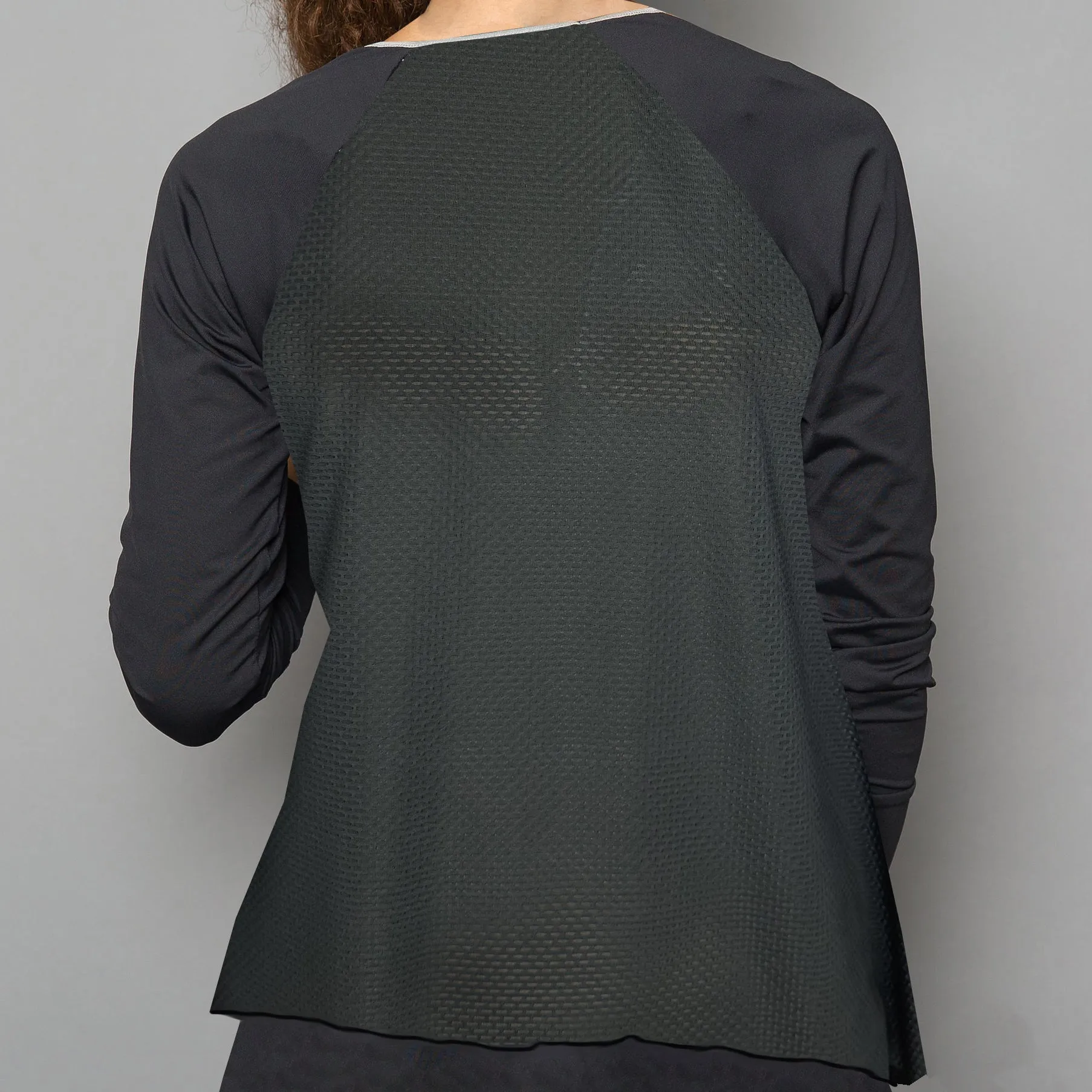 Black Textured Long-sleeve Top