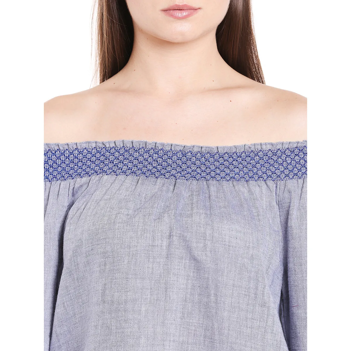 Blue Self Pattern Top