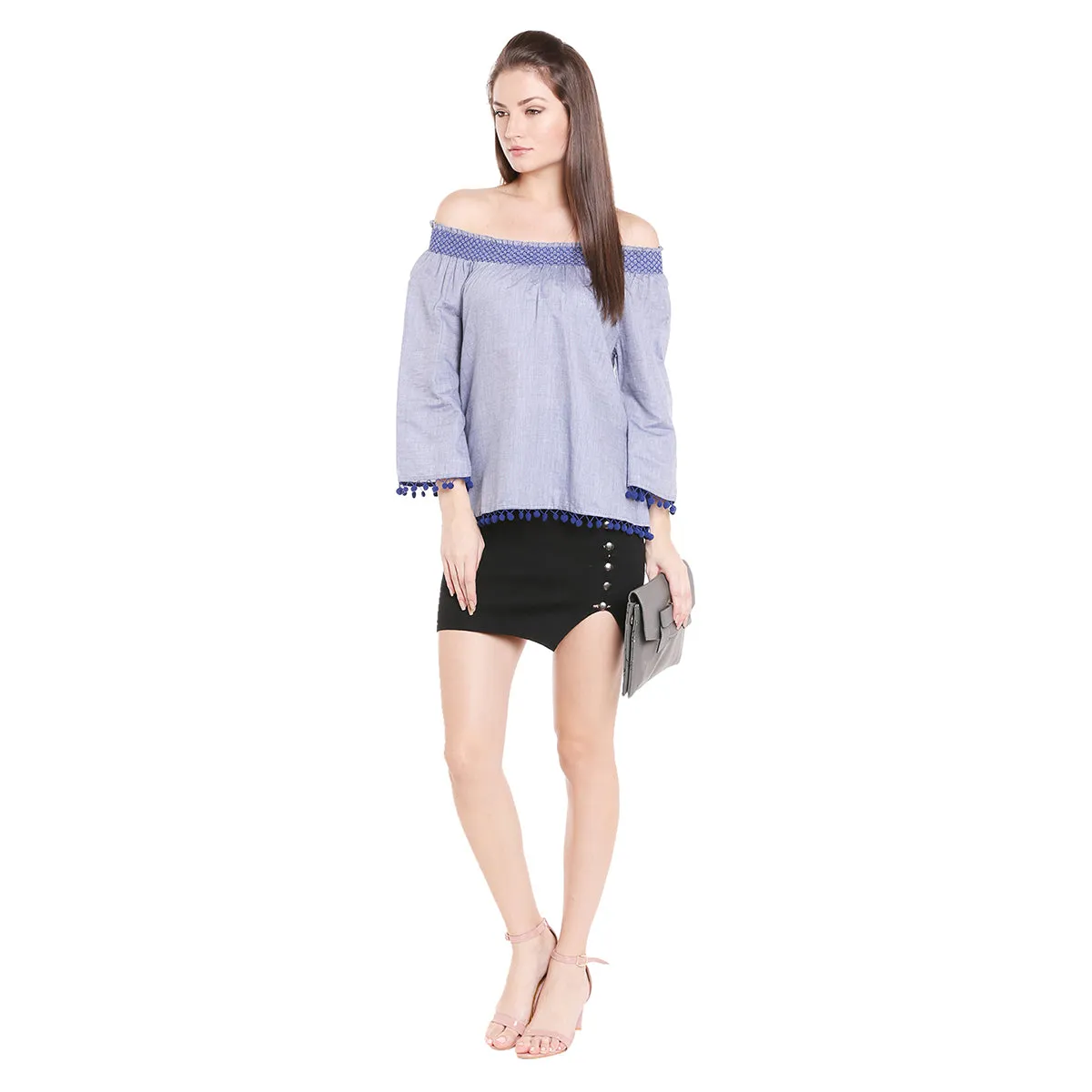 Blue Self Pattern Top