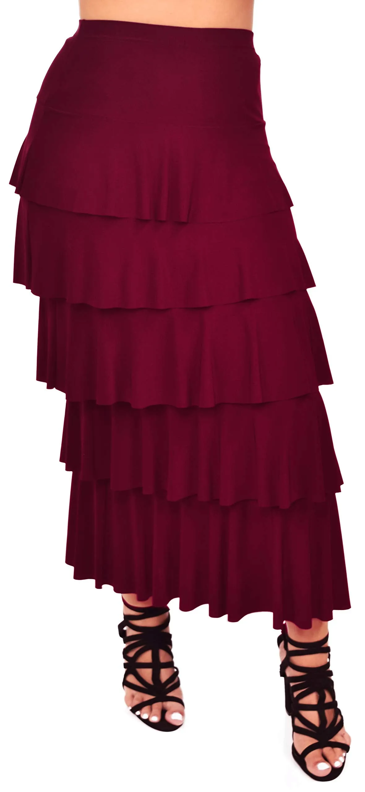 Boho Waterfall Tiered Layered Maxi Skirt | Reg & Plus Sizes