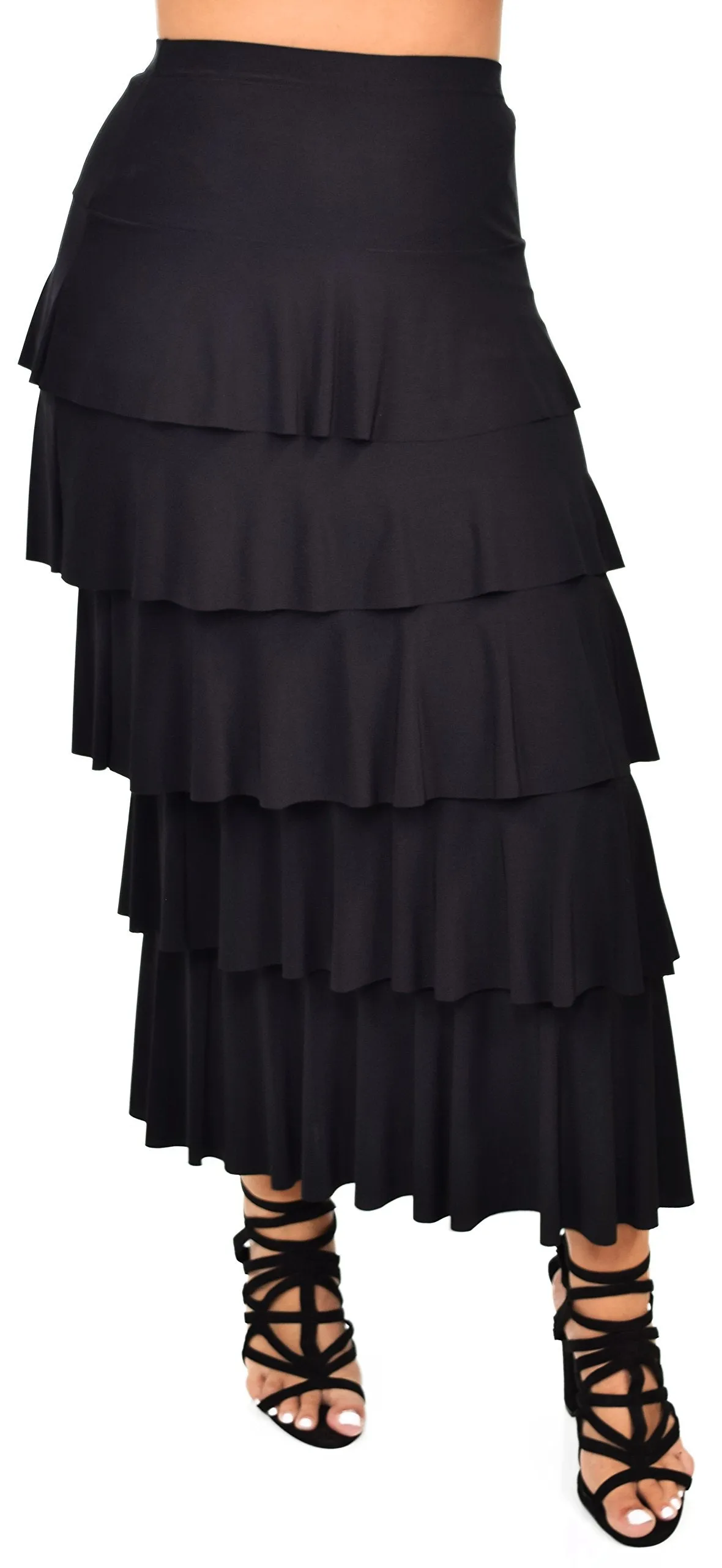 Boho Waterfall Tiered Layered Maxi Skirt | Reg & Plus Sizes