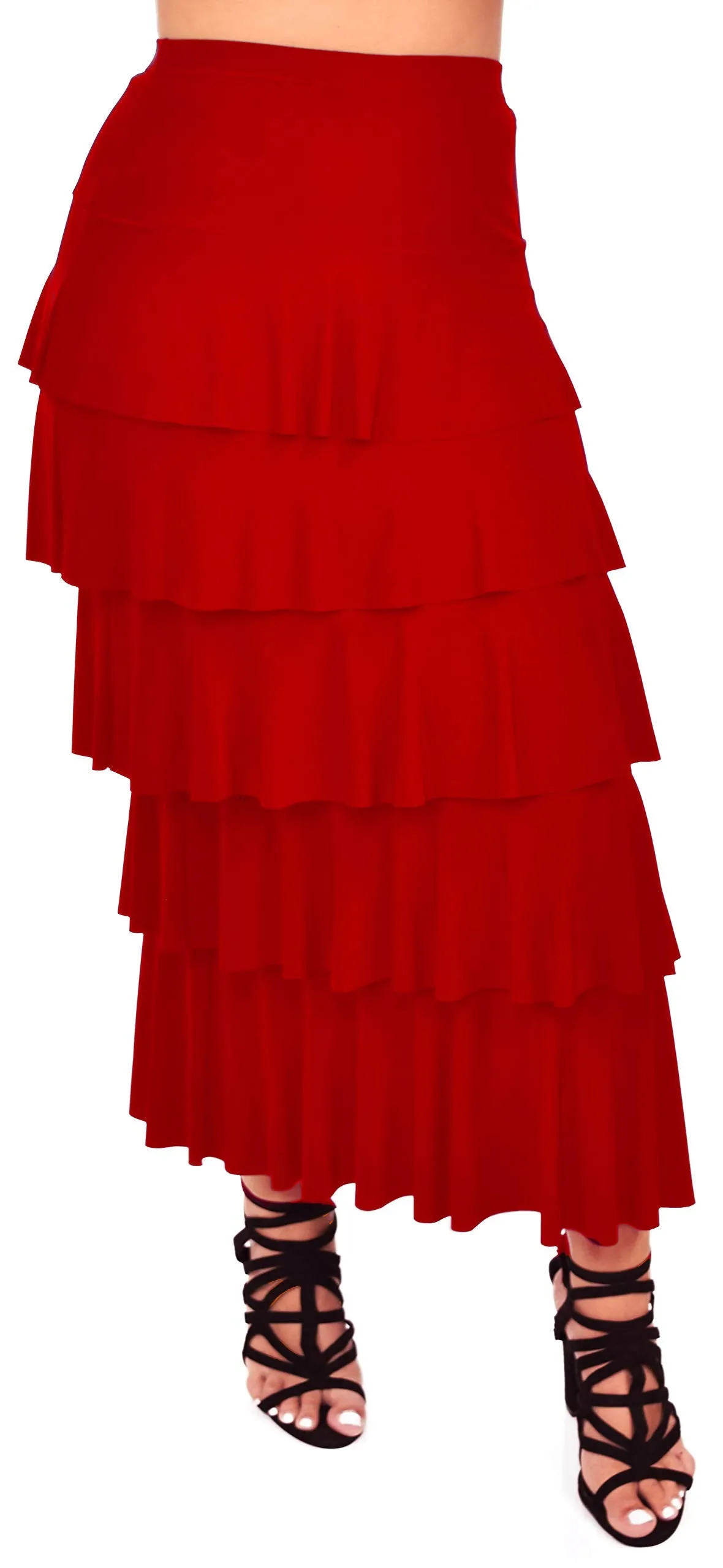 Boho Waterfall Tiered Layered Maxi Skirt | Reg & Plus Sizes