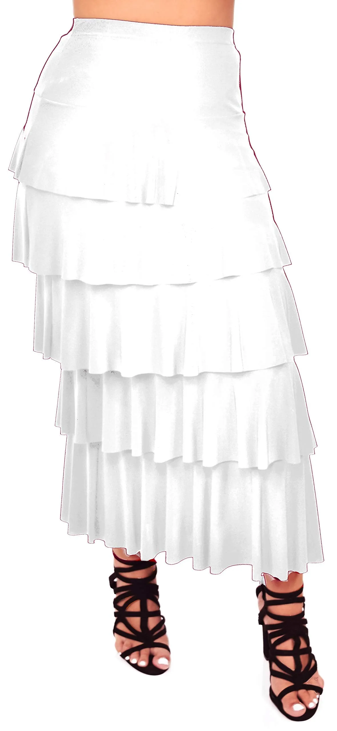 Boho Waterfall Tiered Layered Maxi Skirt | Reg & Plus Sizes