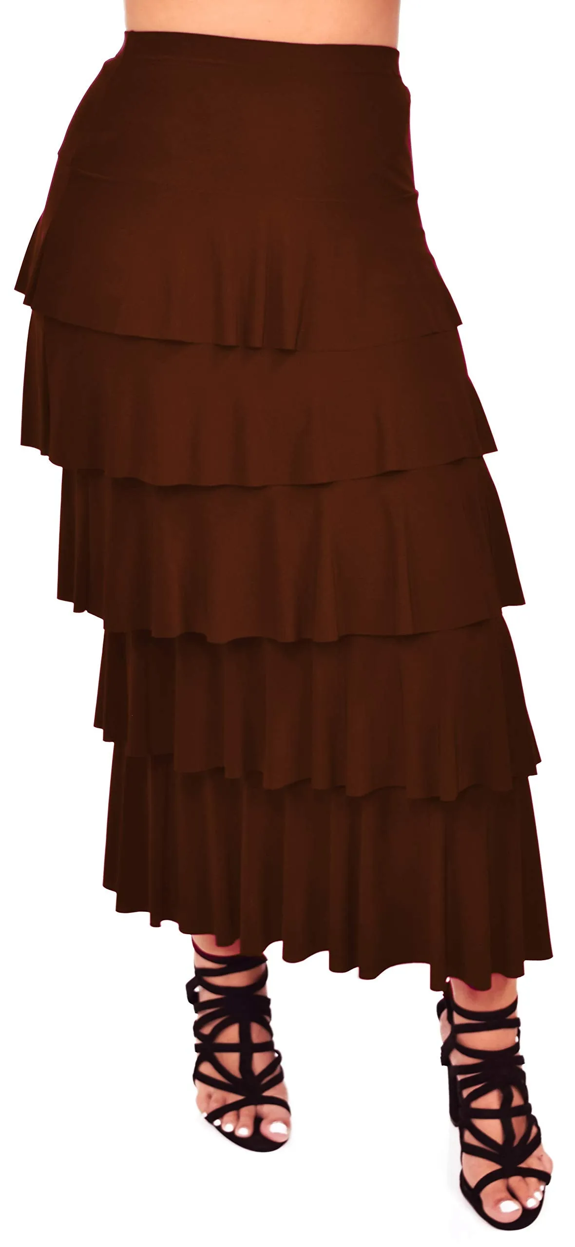 Boho Waterfall Tiered Layered Maxi Skirt | Reg & Plus Sizes