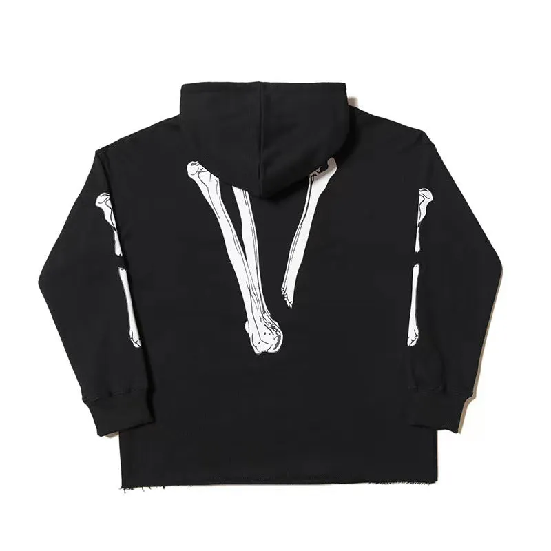 Bone Vlone Hoodie Skull Bone Large V Printed Hooded Jacket