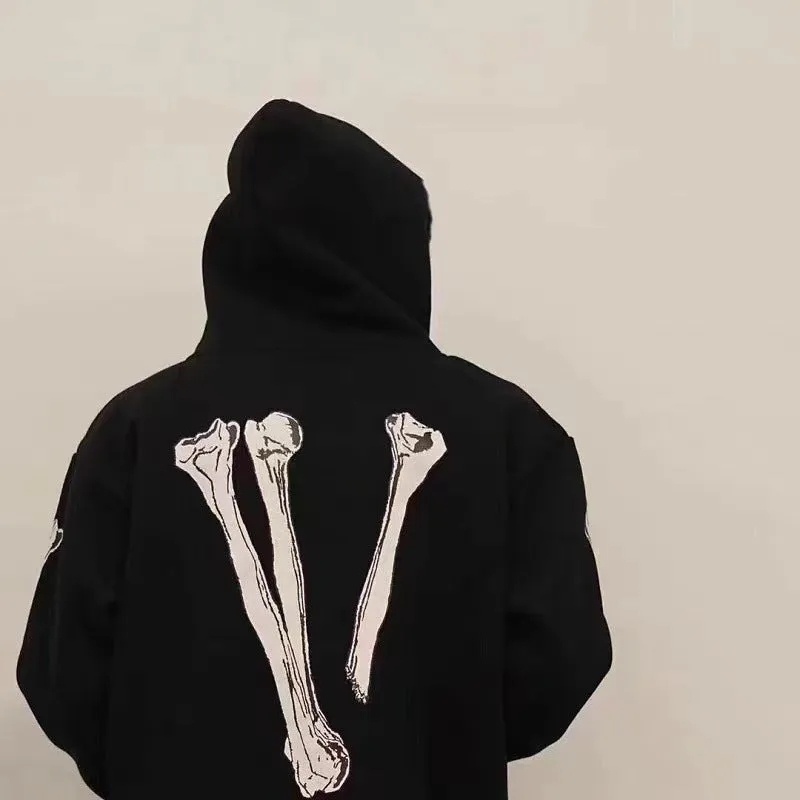 Bone Vlone Hoodie Skull Bone Large V Printed Hooded Jacket