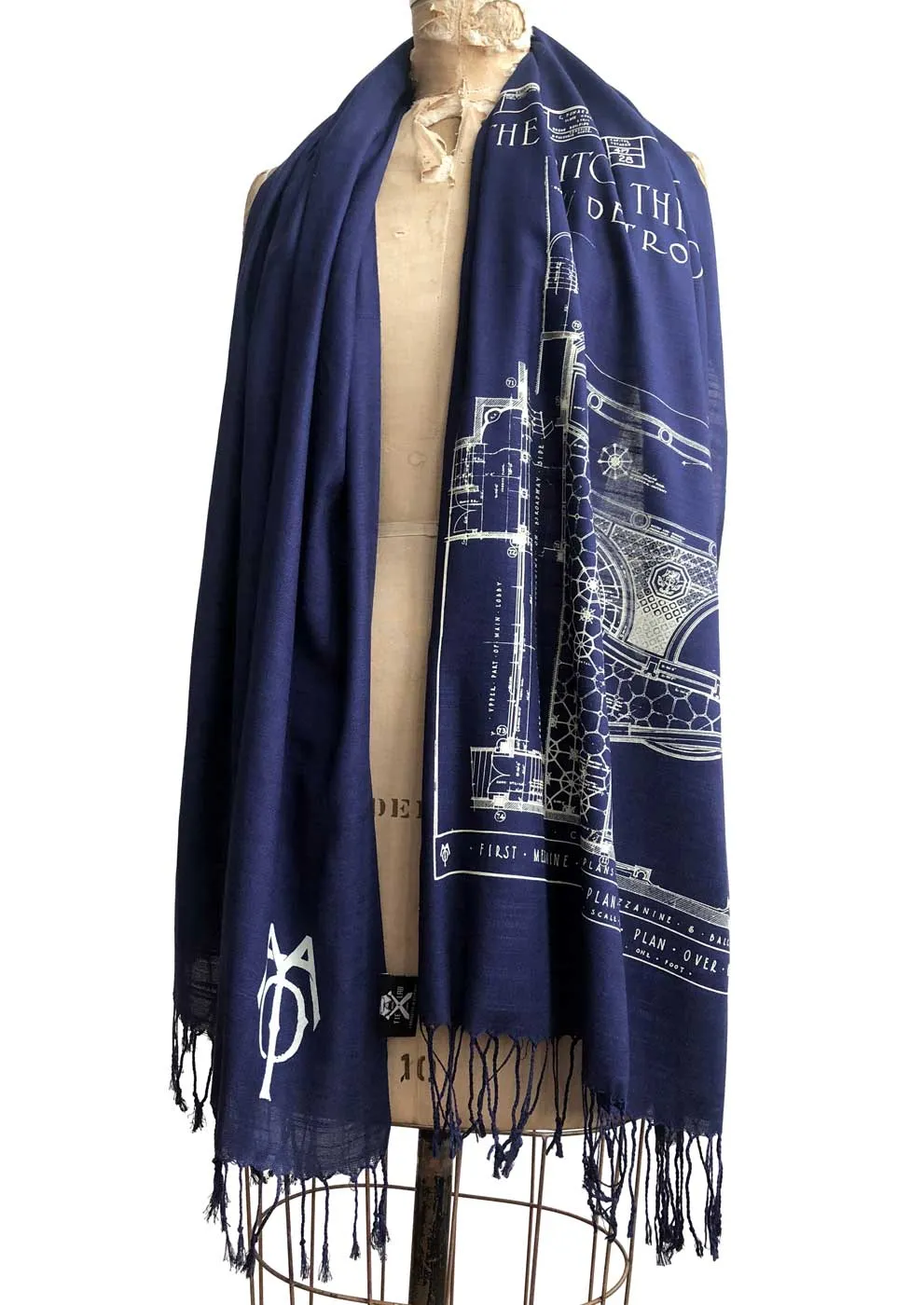 Capitol Theatre Detroit Blueprint Bamboo Scarf, Michigan Opera Theatre Pashmina
