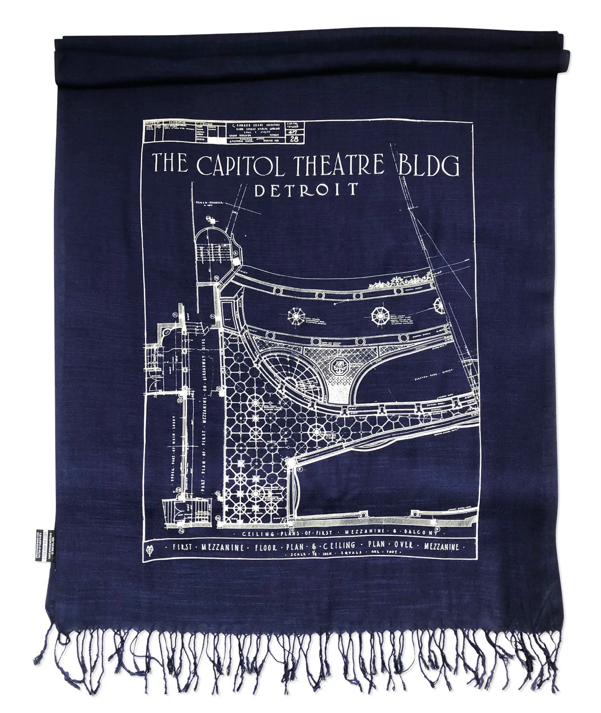 Capitol Theatre Detroit Blueprint Bamboo Scarf, Michigan Opera Theatre Pashmina