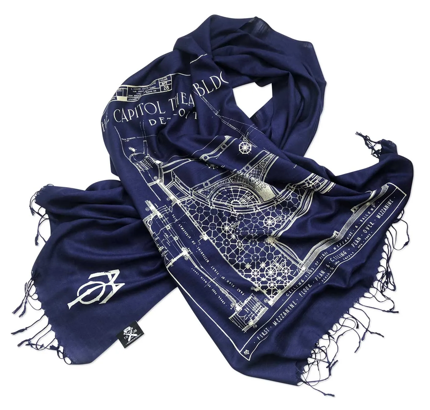 Capitol Theatre Detroit Blueprint Bamboo Scarf, Michigan Opera Theatre Pashmina