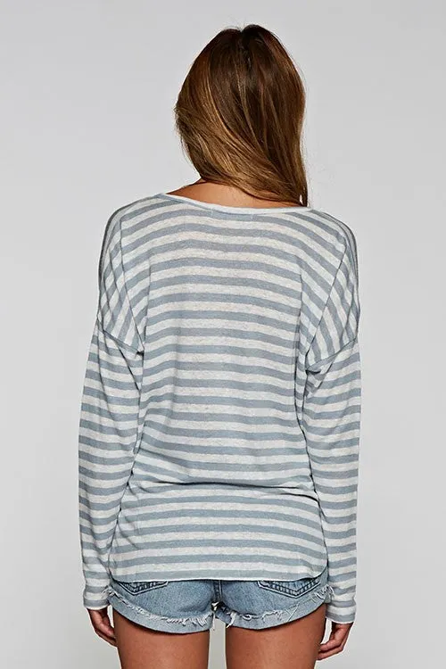Casual Surplice Neck Striped Wrap Top