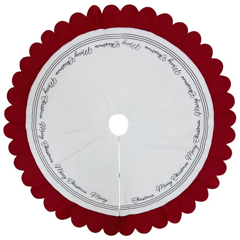Celebrations Home Red/White Merry Christmas Tree Skirt 26.8 in.