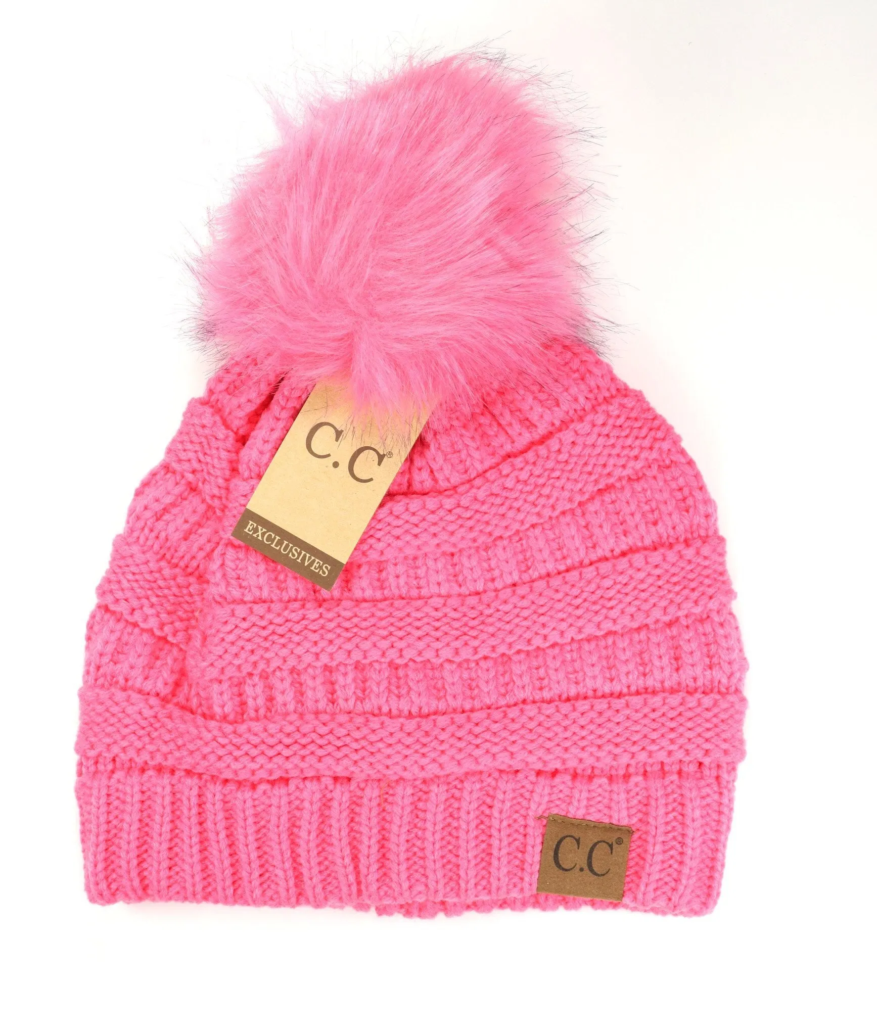 Classic Matching Fur Pom Beanie