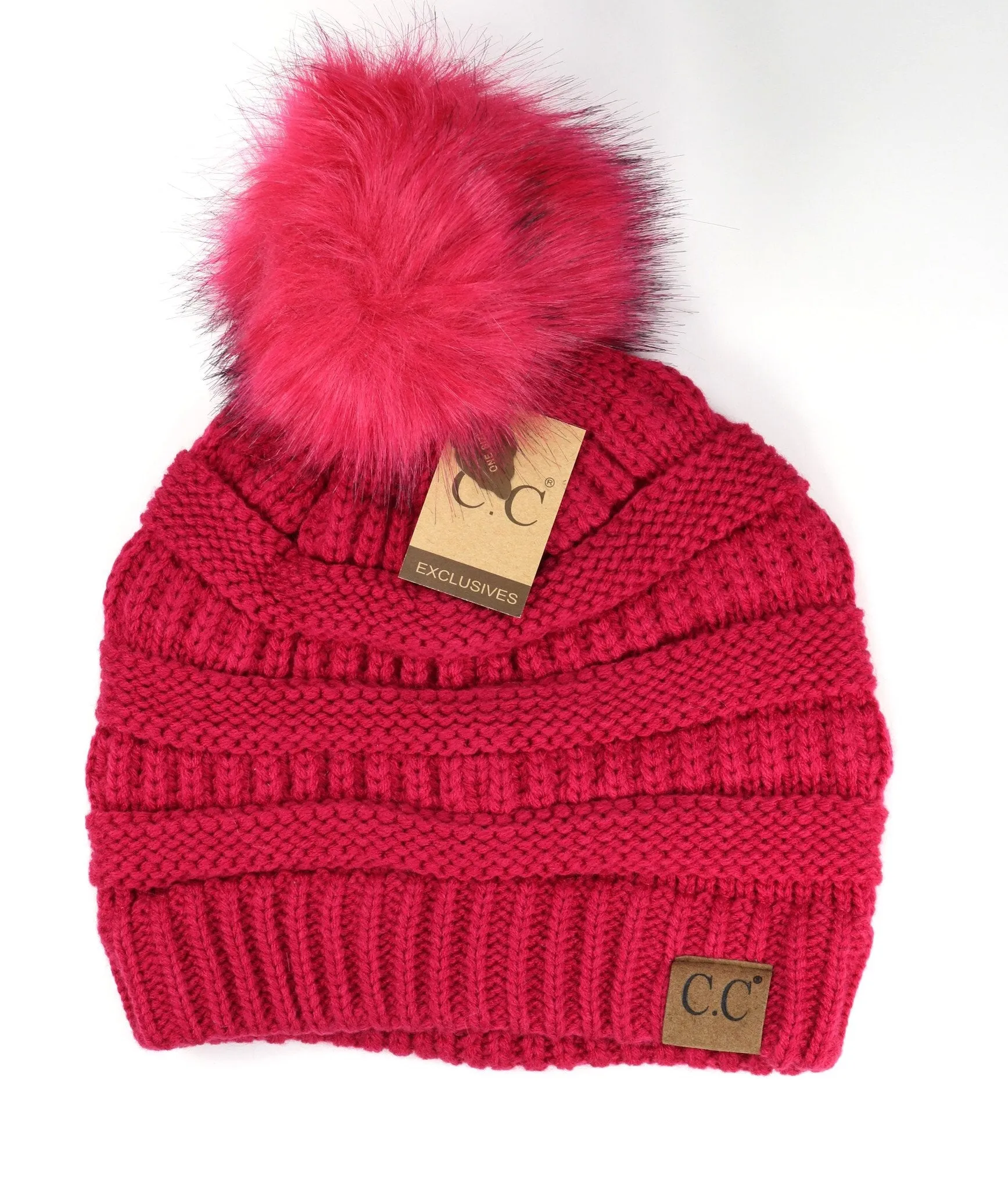 Classic Matching Fur Pom Beanie