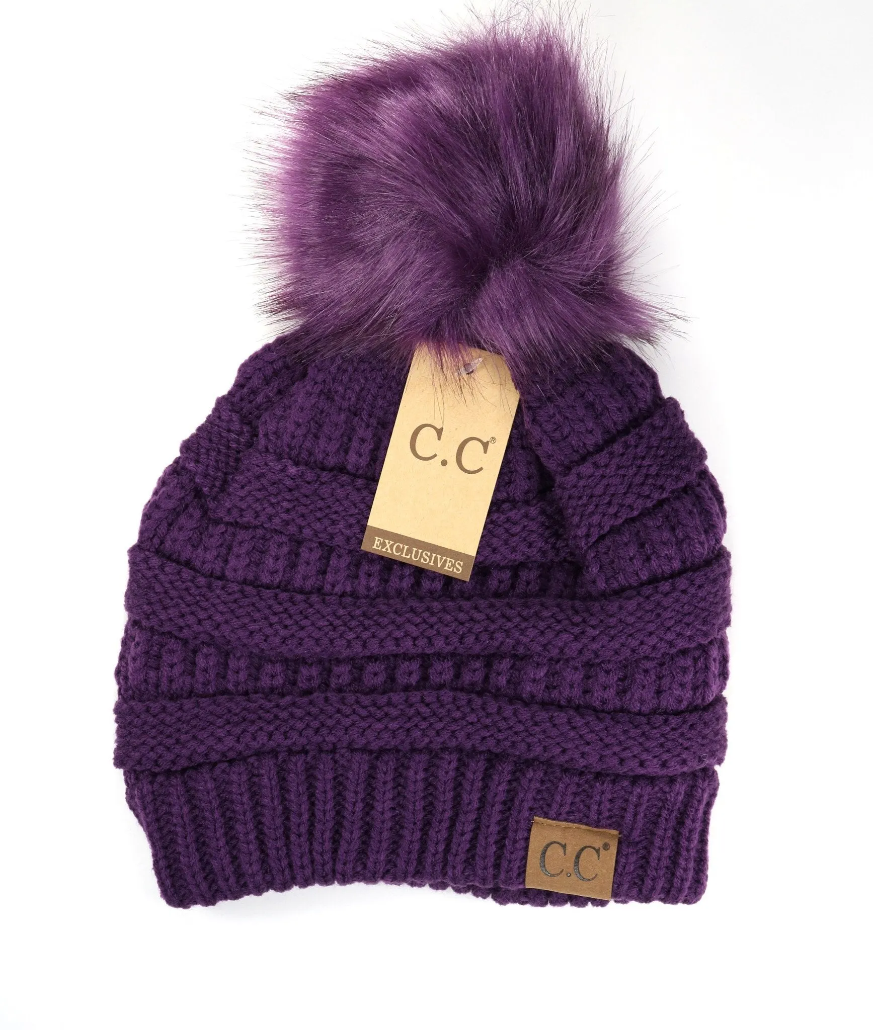 Classic Matching Fur Pom Beanie
