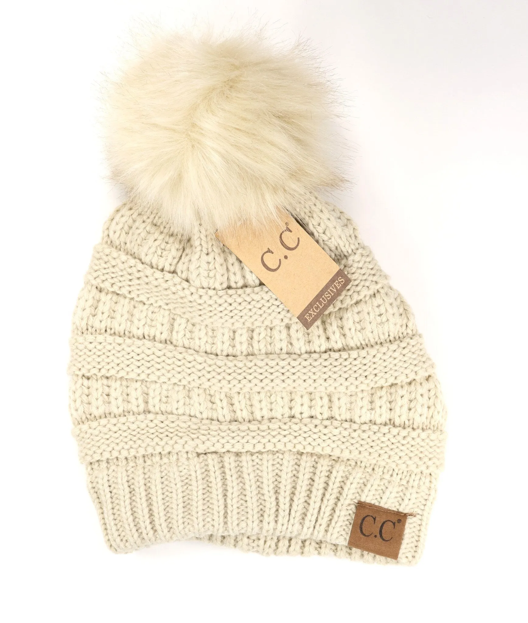 Classic Matching Fur Pom Beanie