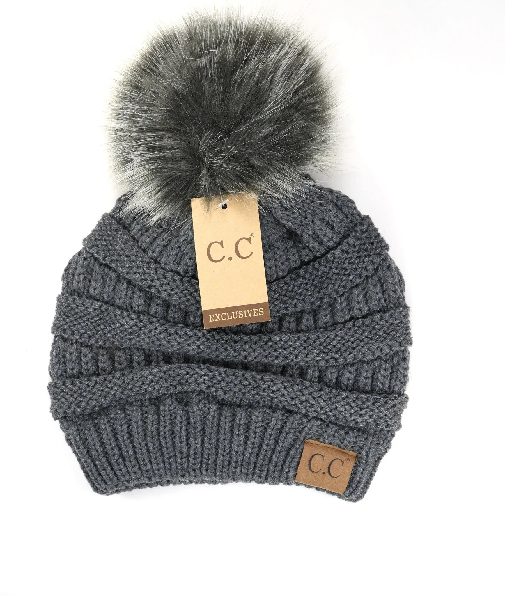 Classic Matching Fur Pom Beanie