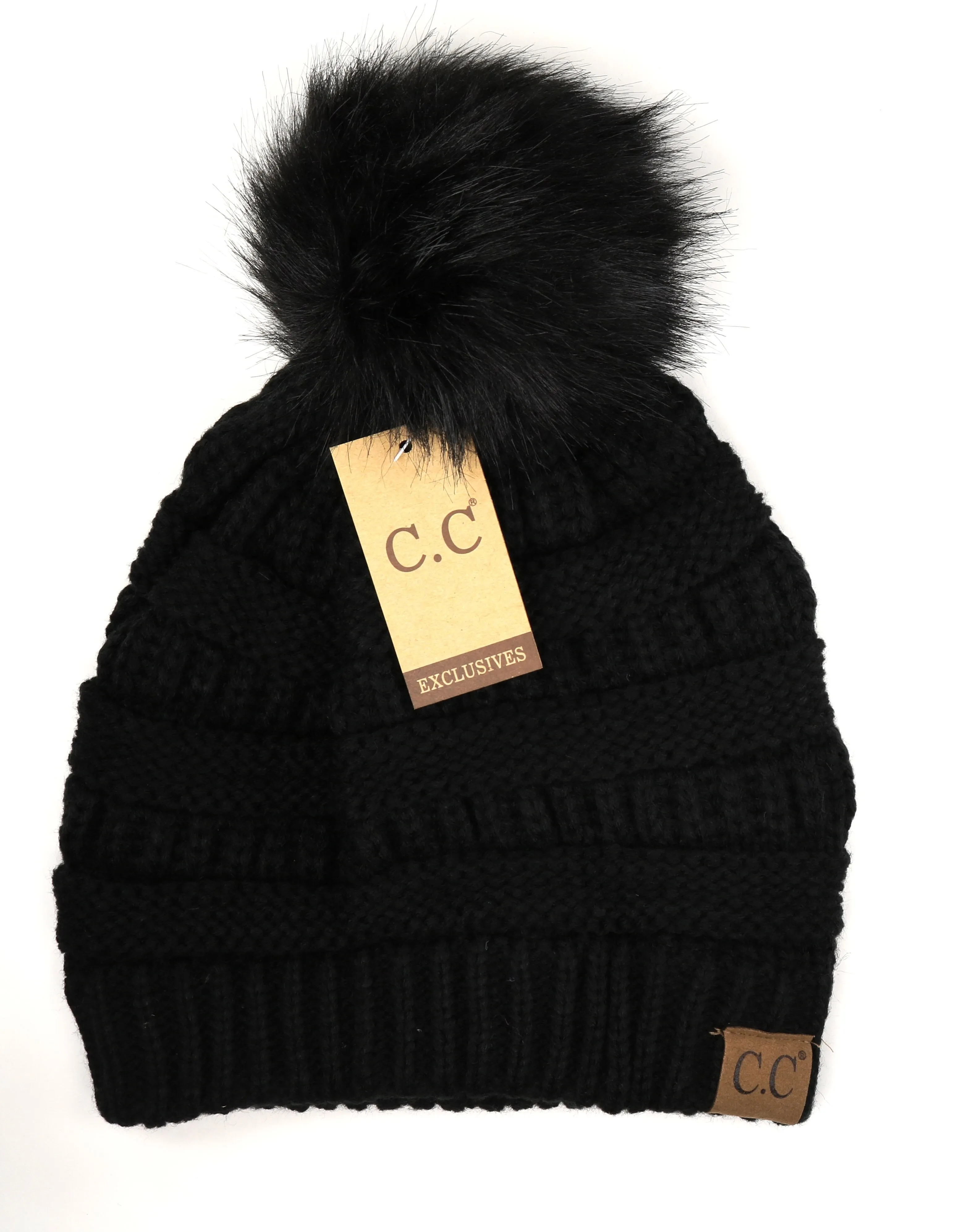 Classic Matching Fur Pom Beanie
