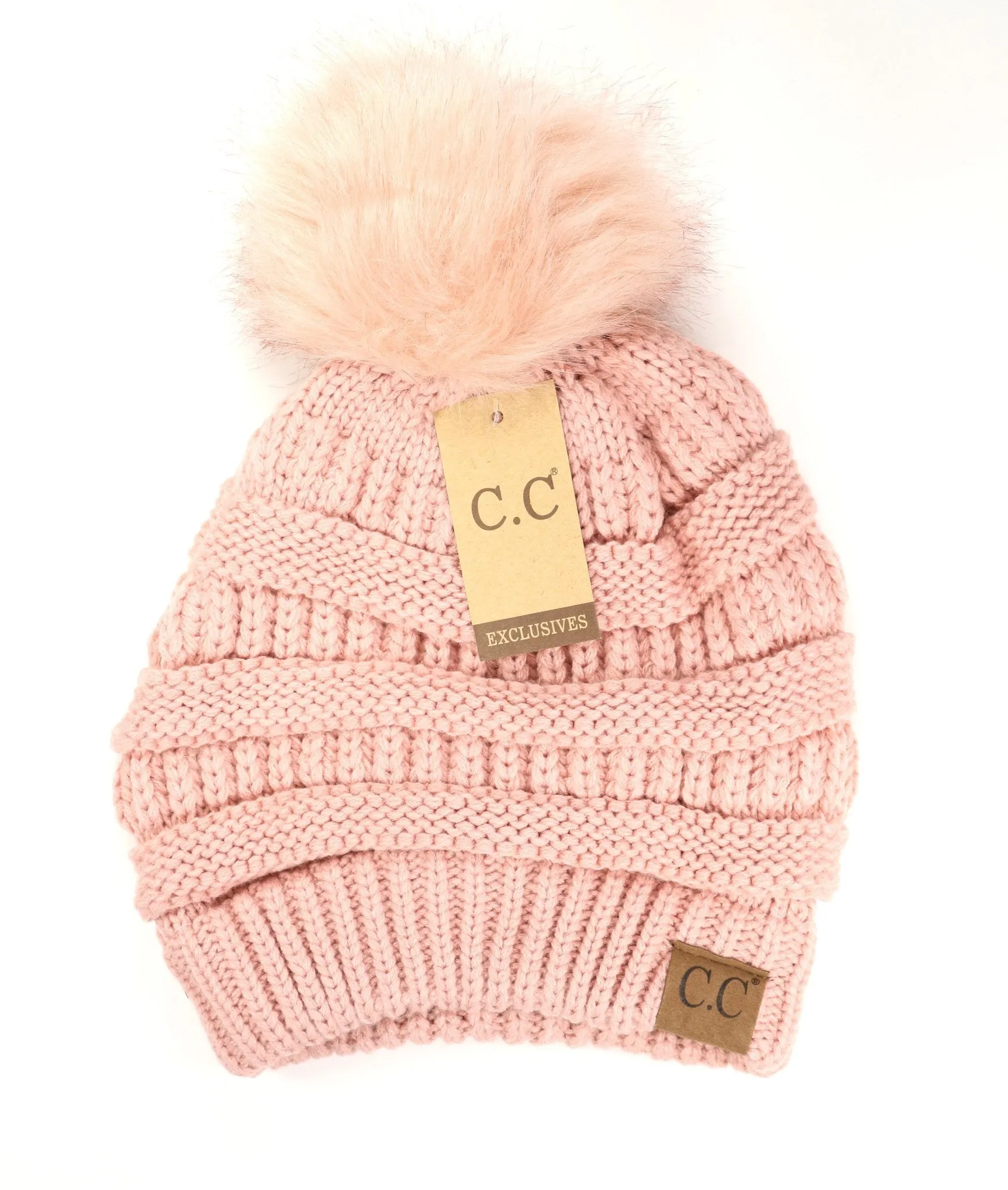 Classic Matching Fur Pom Beanie