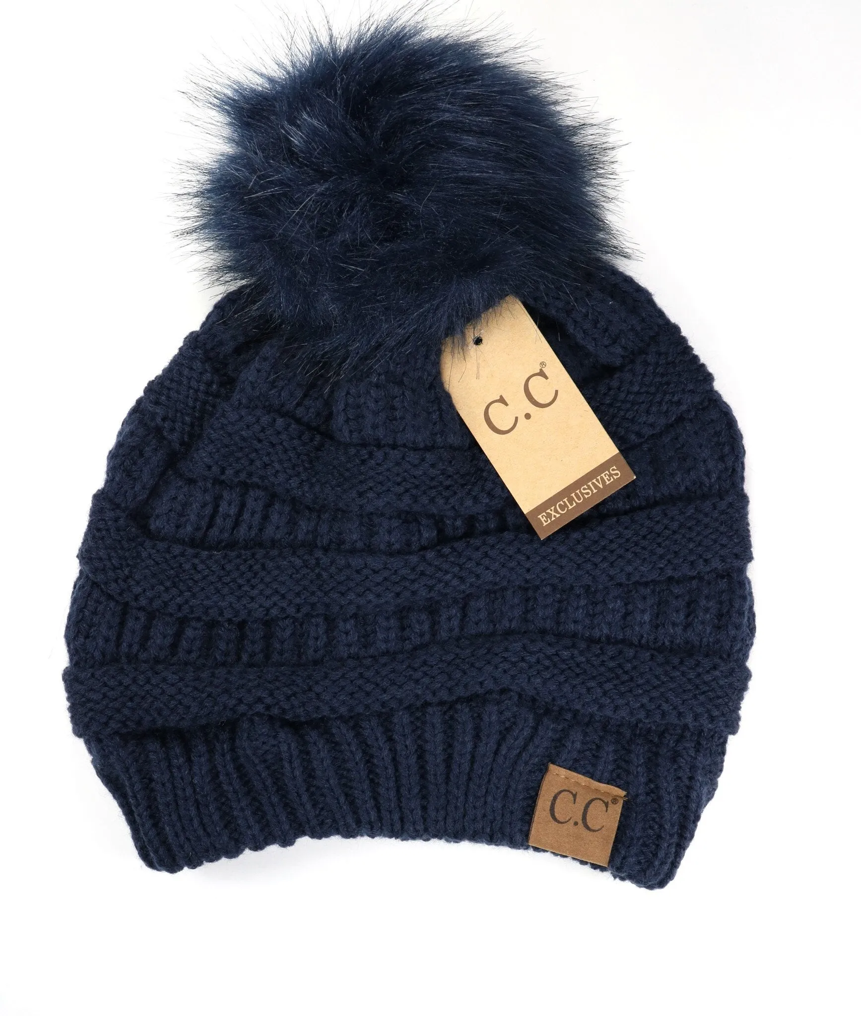 Classic Matching Fur Pom Beanie
