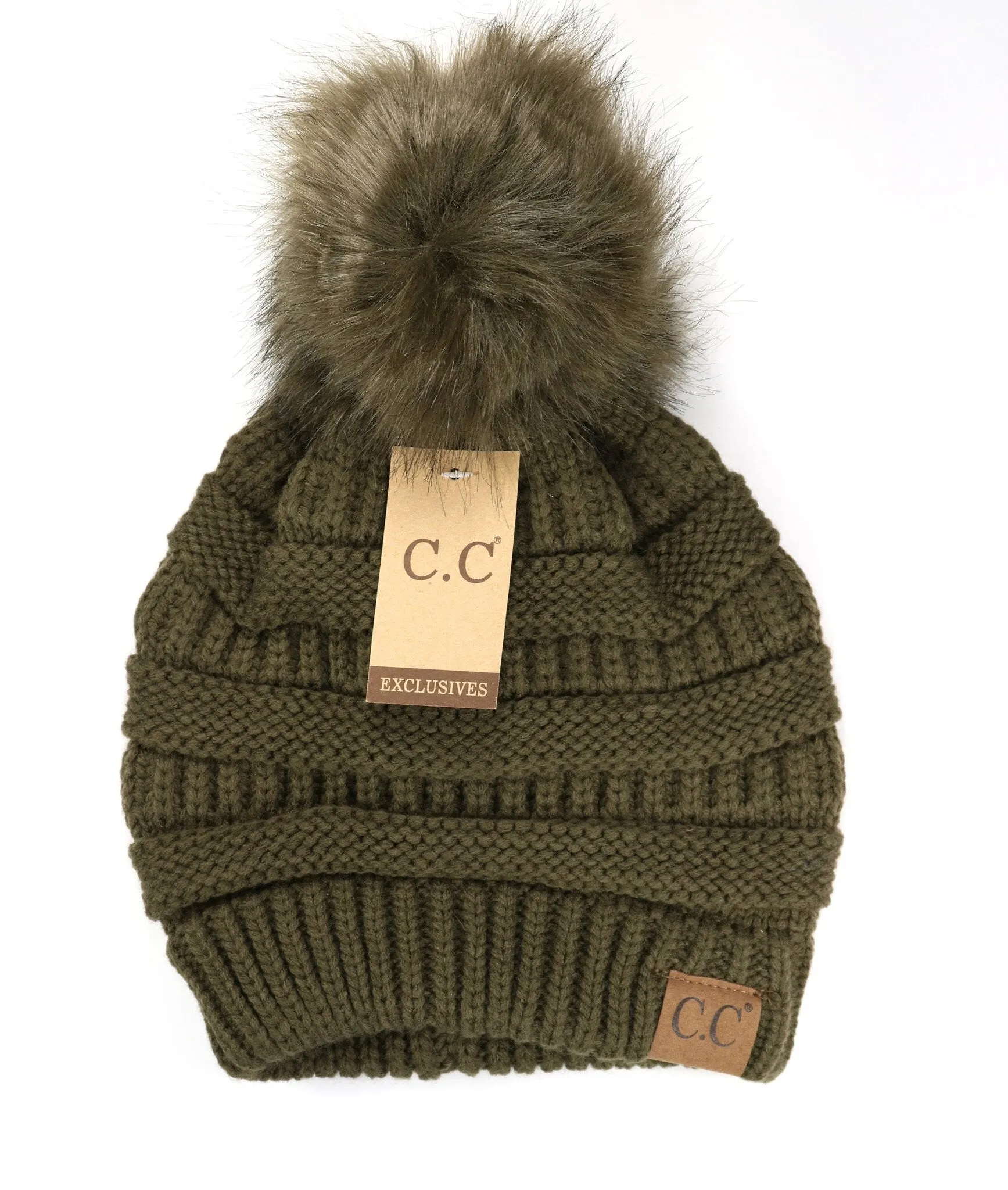 Classic Matching Fur Pom Beanie