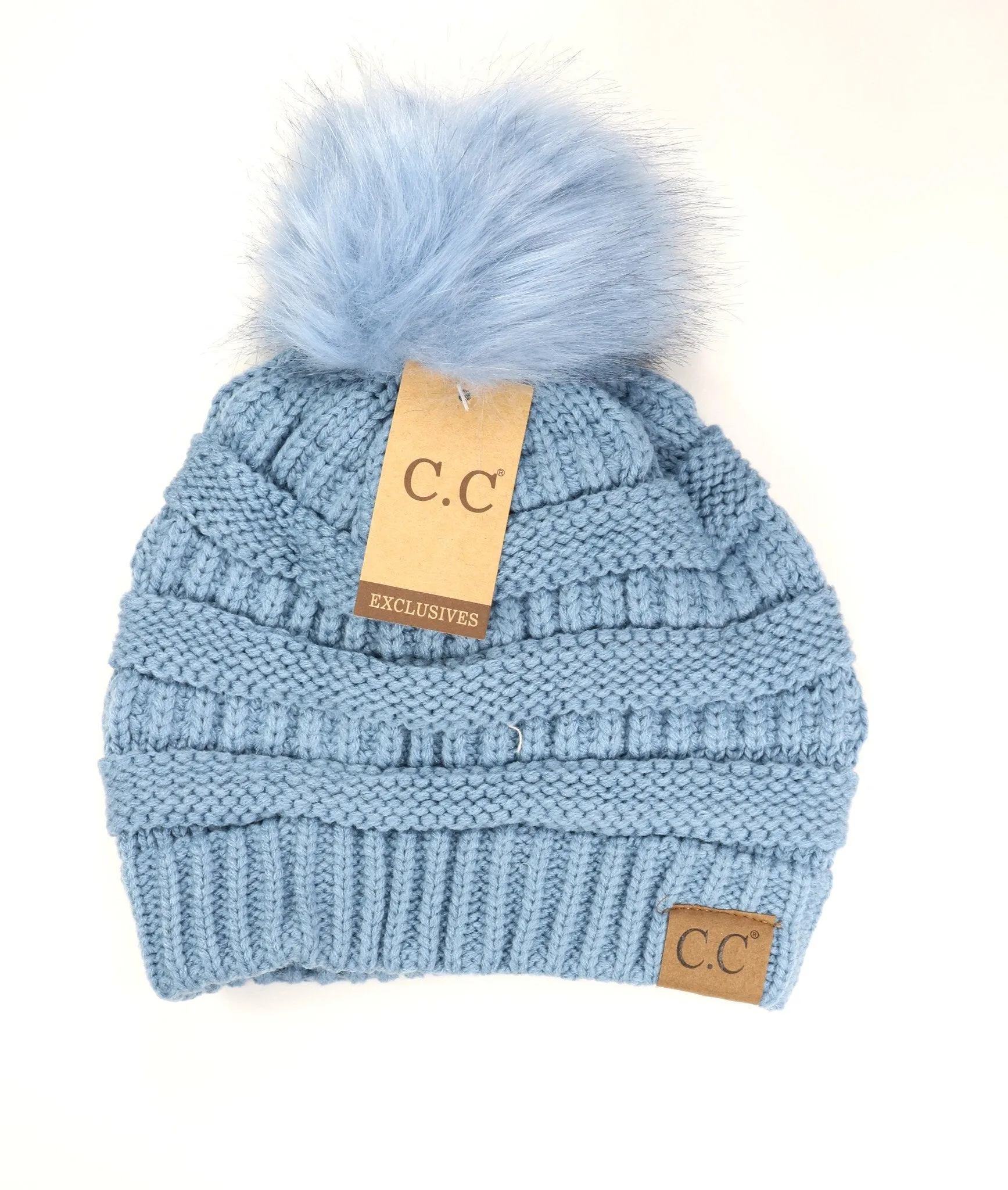Classic Matching Fur Pom Beanie