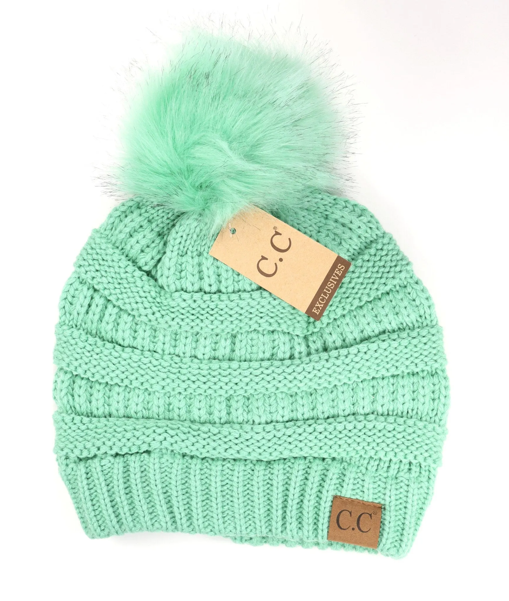 Classic Matching Fur Pom Beanie