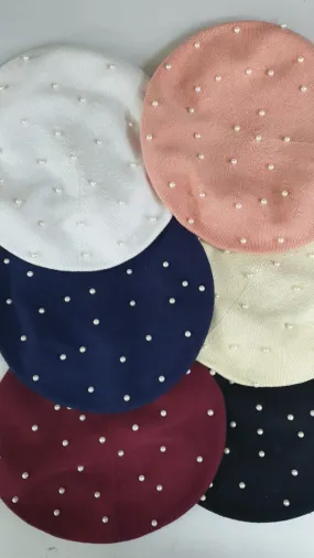 Cotton Pearl Beret - Burgundy