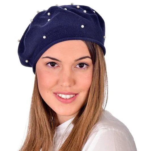 Cotton Pearl Beret - Burgundy