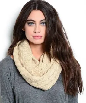Cozy Knit Beige Infinity Scarf