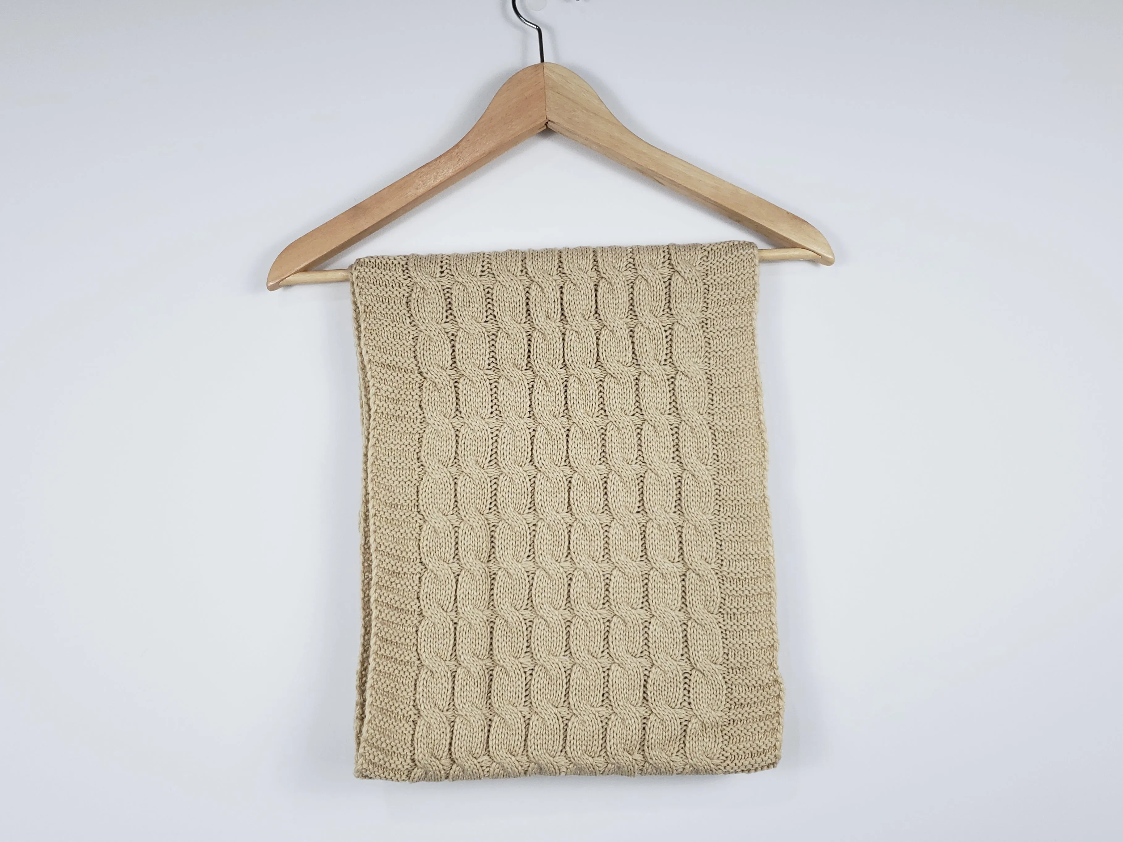 Cozy Knit Beige Infinity Scarf