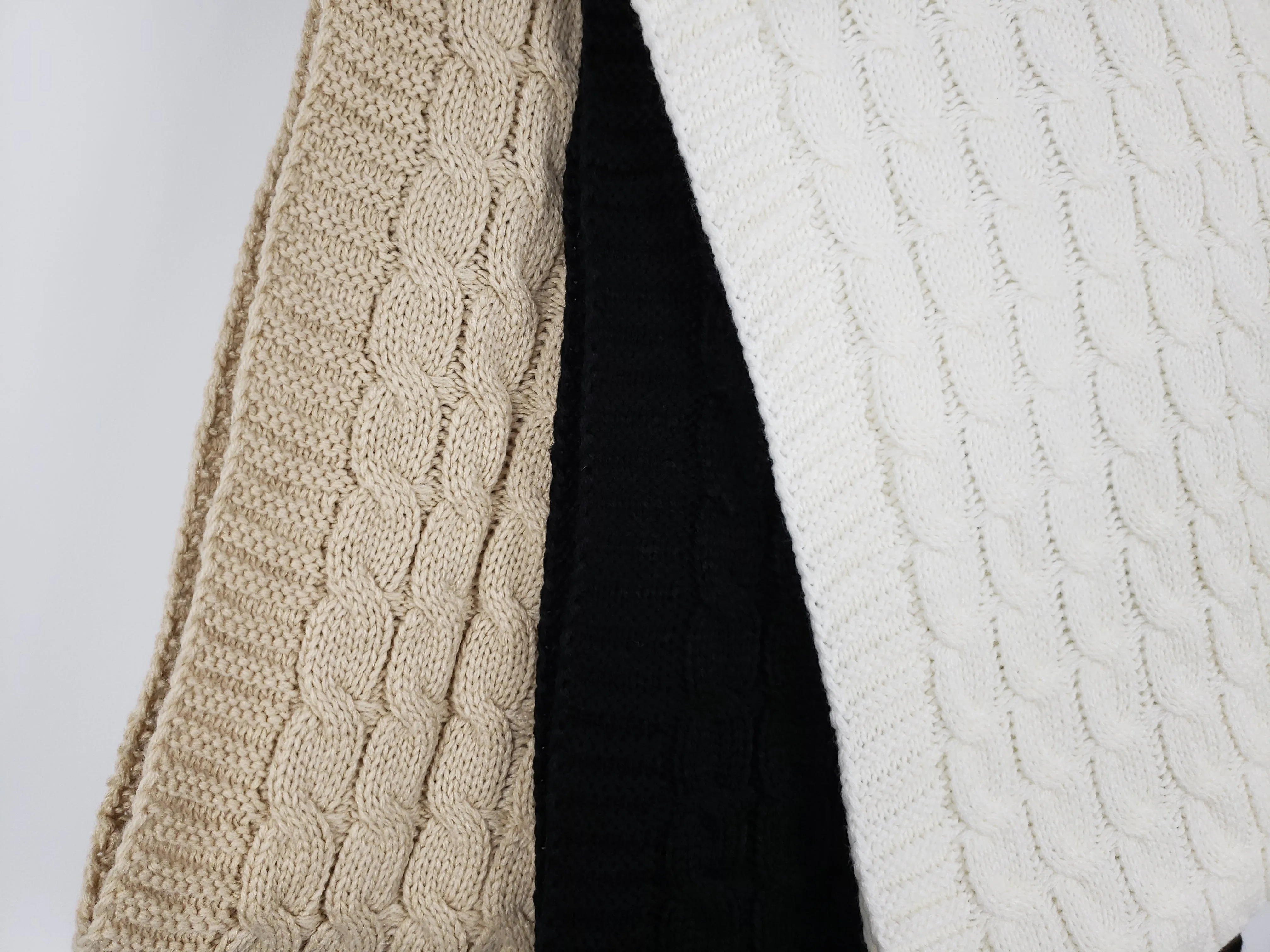 Cozy Knit Beige Infinity Scarf