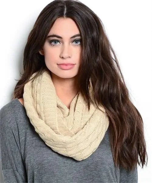 Cozy Knit Beige Infinity Scarf