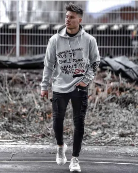 DAC WRITING Printed Hazel Grey Hoodie