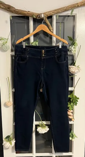 Dark Denim Triple Button-Fly and Zipper Jeans 18