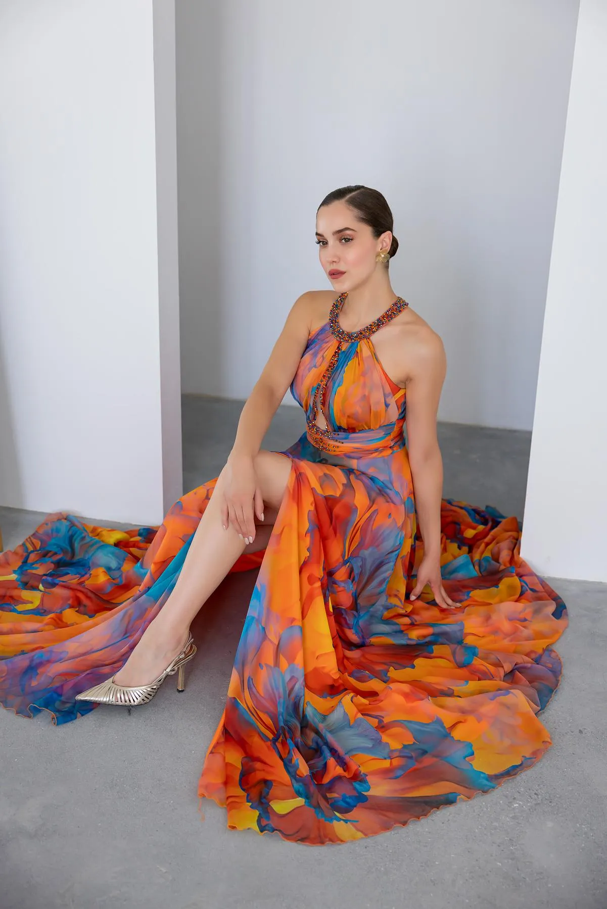 Design Chiffon Evening Dress - ORANGE