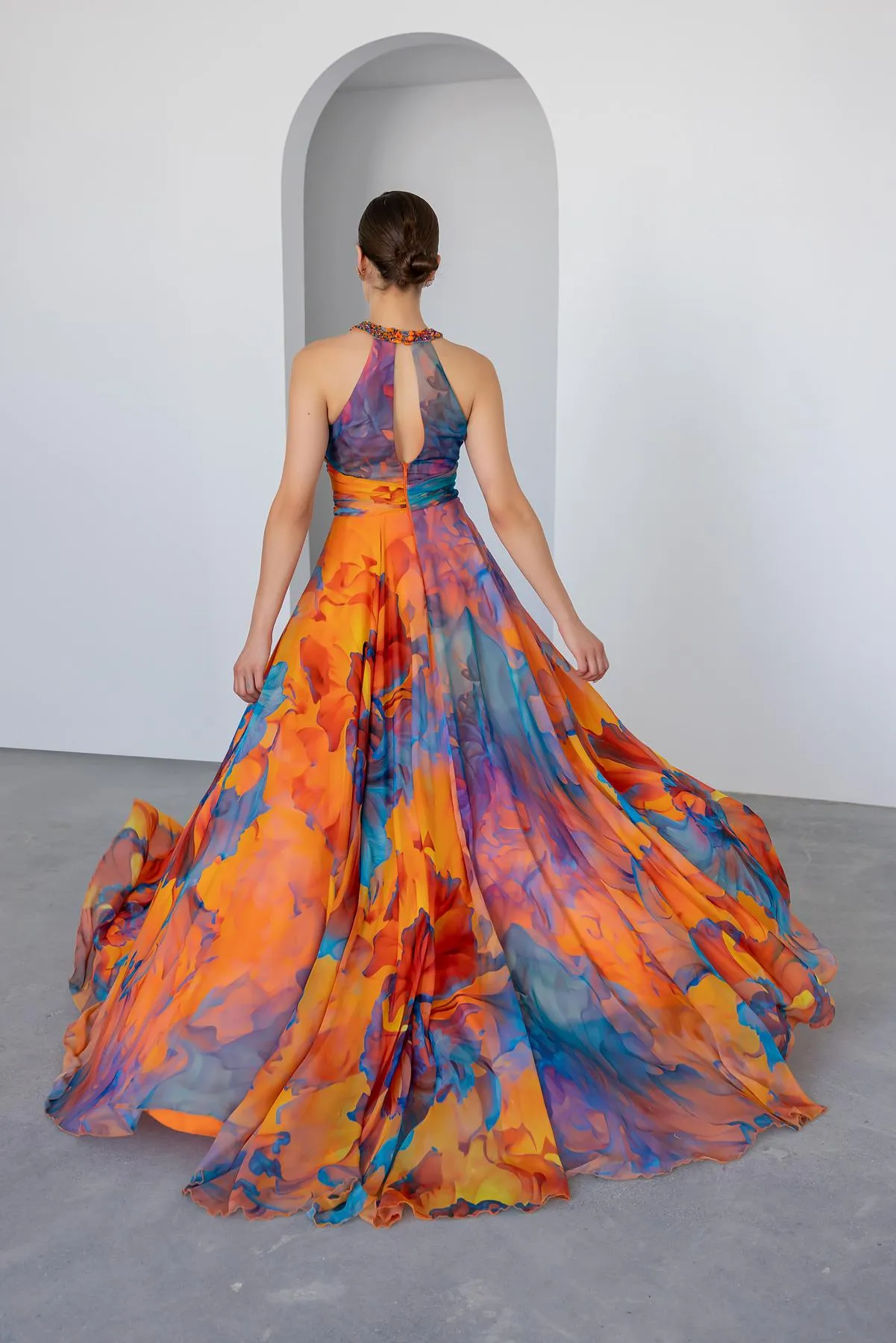 Design Chiffon Evening Dress - ORANGE