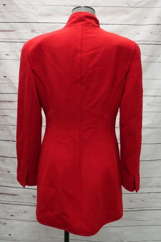 Donna Karan Jacket Red Angora-Wool Size US 6 Button Front Coat