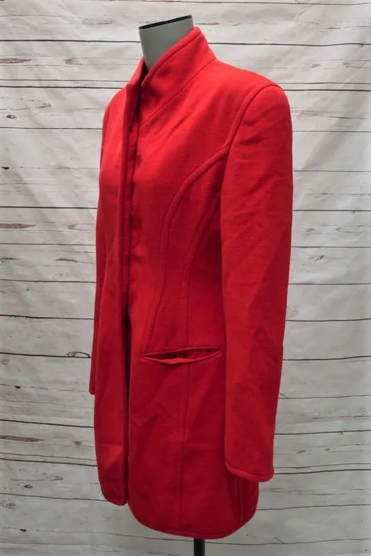 Donna Karan Jacket Red Angora-Wool Size US 6 Button Front Coat